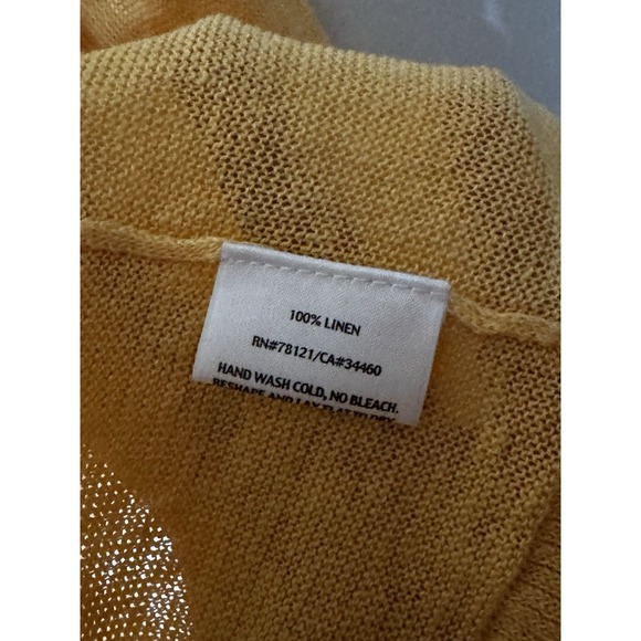Eileen Fisher 100% Linen Cardigan Light Yellow Open Front L Knit Lightweight - Picture 4 of 5